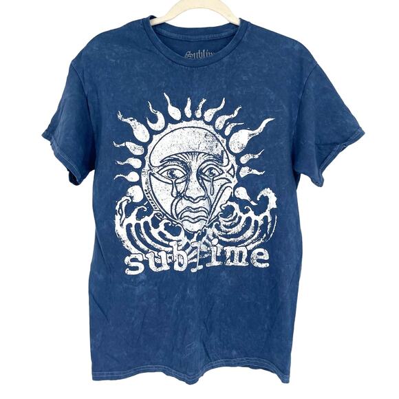 Officially Licensed Sublime Crying Sun T-Shirt Blue Acid Wash Medium NWOT - Picture 1 of 6